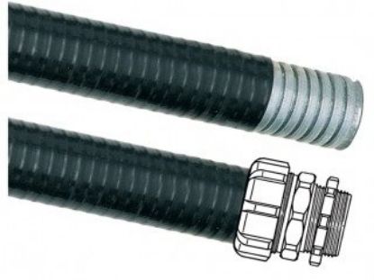 Imagem de ELETRODUTO FLEXIVEL 1 1/2" EM FITA DE ACO ZINCADO PRETO ANTI-CHAMA P/ TEMPERATURAS -5° A 105°