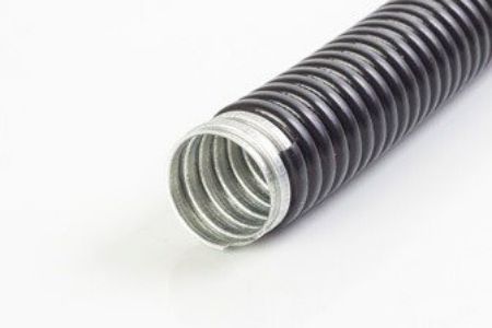 Imagem de ELETRODUTO FLEXIVEL 1 1/2" EM FITA DE ACO ZINCADO PRETO ANTI-CHAMA P/ TEMPERATURAS -5° A 60°