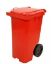 Imagem de CONTENTOR LIXEIRA PLASTICO 120L C/ RODAS DE 200MM E PEDAL LATERAL VERMELHO
