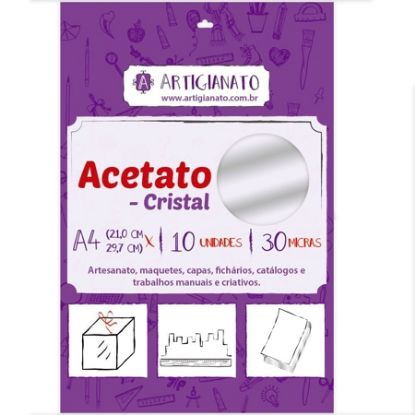 Imagem de ACETATO CRISTAL A4 0,30 MICRAS ARTIGIANATO PT 10 UN
