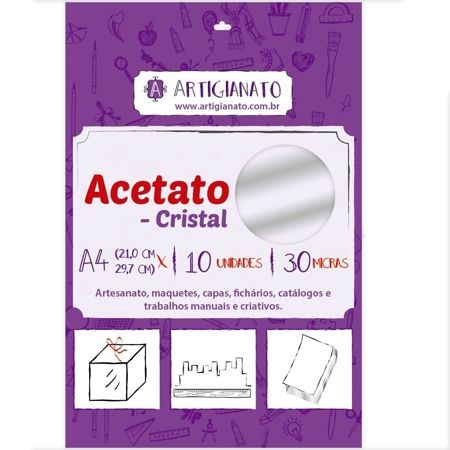 Imagem de ACETATO CRISTAL A4 0,30 MICRAS ARTIGIANATO PT 10 UN