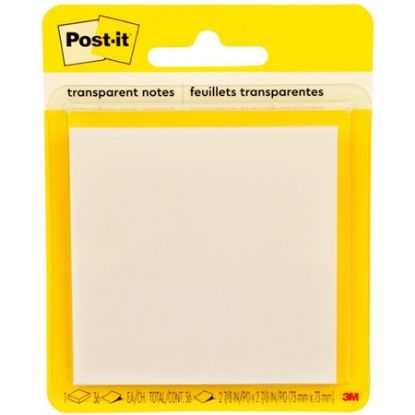 Imagem de BLOCO DE NOTAS ADESIVAS POST-IT TRANSPARENTE, 73 MM X 73 MM, 36 FOLHAS, 3M - BT 1 UN