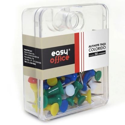 Imagem de ALFINETE PARA MAPA TIPO TAÇA COLORIDO EASY OFFICE CX 50 UN