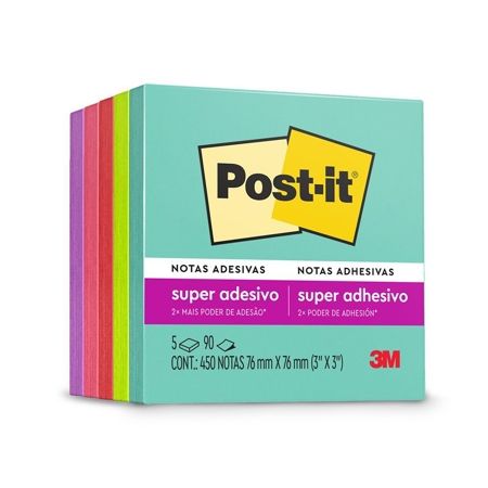 Imagem de BLOCO DE NOTAS ADESIVAS POST-IT  76 X 76MM  COLECAO SUPERNOVA  5 BLOCOS C/ 450 FLS