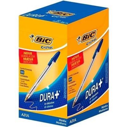 Imagem de CANETA ESFEROGRÁFICA BIC ESCRITA MÉDIA CRISTAL DURA MAIS, AZUL, CX 50 UN