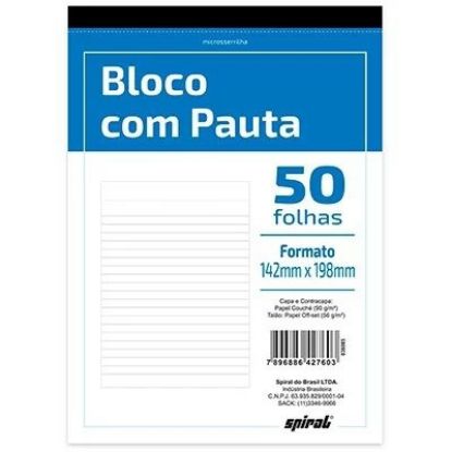 Imagem de BLOCO ANOTAÇÃO C/PAUTA 142X198MM SERRILHADO 50FLS 27603 SPIRAL UN 1 UN