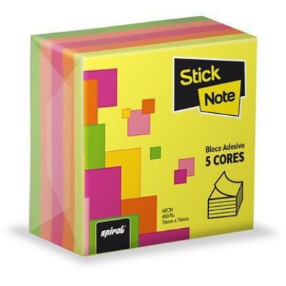 Imagem de BLOCO AUTOADESIVO 76X76 NEON 5 CORES C/400FLS STICK NOTE PT 1 UN