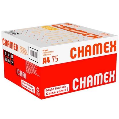 Imagem de PAPEL SULFITE A4, 75G, 210X297, ALCALINO, BRANCO - CAIXA COM 5 RESMAS, CHAMEX CX 2500 FL