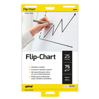 Imagem de BLOCO FLIP CHART, 640 X 880MM, 75G, 25 FOLHAS, BRANCO, SPIRAL - PT 1 UN