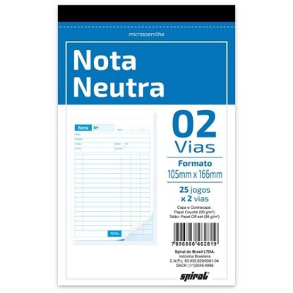 Imagem de BLOCO NOTA NEUTRA 25X2 VIAS 105X166MM 372 SPIRAL UN 1 UN