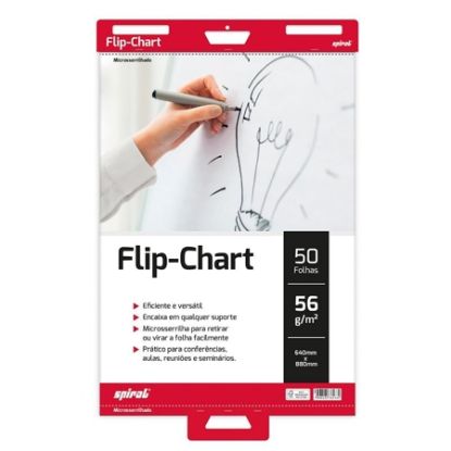 Imagem de BLOCO FLIP CHART, 640 X 880MM, 56G, 50 FOLHAS, BRANCO, 61731, SPIRAL - PT 1 UN