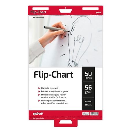Imagem de BLOCO FLIP CHART, 640 X 880MM, 56G, 50 FOLHAS, BRANCO, 61731, SPIRAL - PT 1 UN