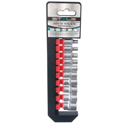 Imagem de JOGO DE SOQUETE SEXTAVADO ENCAIXE 3/8" CRV 10 PCS, 8-10-11-12-13-14-15-16-17 E 19 MM
