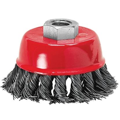Imagem de ESCOVA DE ACO CARBONO TIPO COPO TORCIDA 100 MM ROSCA M14