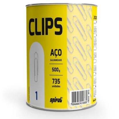 Imagem de CLIPS NÚMERO 1 GALVANIZADO, LATA COM 500G, SPIRAL - PT 1 UN