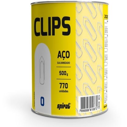 Imagem de CLIPS NÚMERO 0 GALVANIZADO, LATA COM 500G, SPIRAL - PT 1 UN