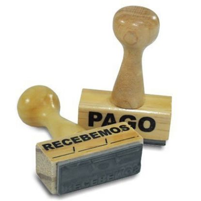 Imagem de CARIMBO DE MADEIRA COM DIZERES - PAGO / RECEBEMOS NOVA ERA BT 1 UN