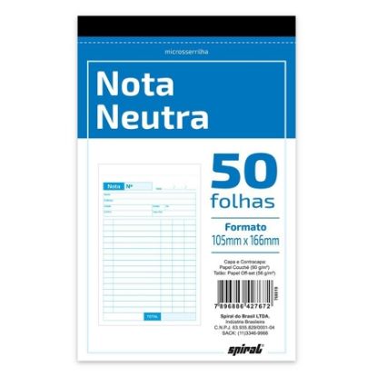Imagem de BLOCO NOTA NEUTRA 50X1 VIA 105X166MM 381 SPIRAL UN 1 UN