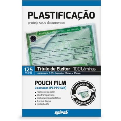 Imagem de PLÁSTICO PARA PLASTIFICAÇÃO, 125 MICRAS, 66MM X 99MM X 0,05MM, TÍTULO DE ELEITOR, SPIRAL - PT 100 UN