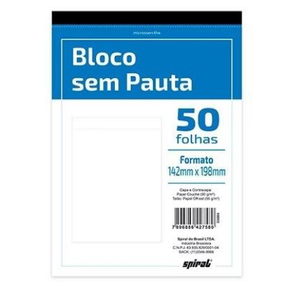 Imagem de BLOCO ANOTAÇÃO S/PAUTA 142X198MM SERRILHADO 50FLS 27580 SPIRAL UN 1 UN