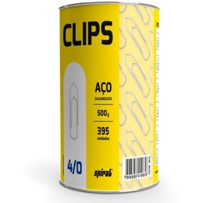Imagem de CLIPS NÚMERO 4/0 GALVANIZADO, LATA COM 500G, SPIRAL - PT 1 UN