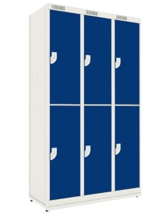 Imagem de ARMARIO GUARDA VOLUME MULTIUSO TRIPLO 6 PORTAS EM ACO GALVANIZADO 1060MM X 450MM X 1820MM BEGE/ZUL