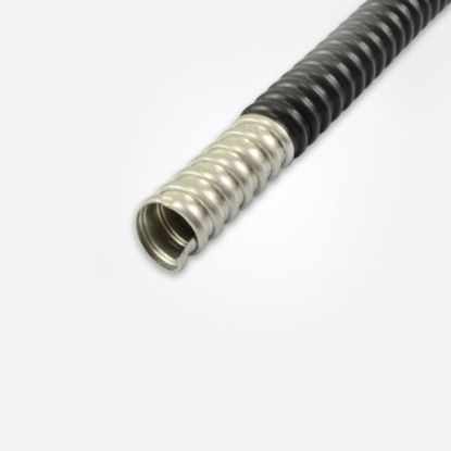 Imagem de ELETRODUTO FLEXIVEL CONFLEX 1/2" EM FITA DE ACO ZINCADO REVESTIDO EM PVC PRETO ANTI-CHAMA P/ TEMPERATURAS -5° A 60°