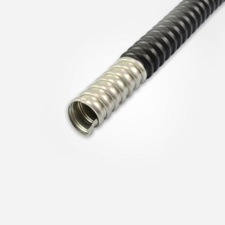 Imagem de ELETRODUTO FLEXIVEL CONFLEX 1/2" EM FITA DE ACO ZINCADO REVESTIDO EM PVC PRETO ANTI-CHAMA P/ TEMPERATURAS -5° A 60°