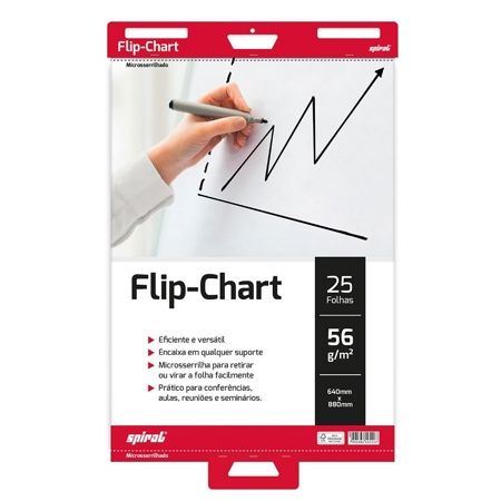 Imagem de BLOCO FLIP CHART, 640 X 880MM, 56G, 25 FOLHAS, BRANCO, SPIRAL - PT 1 UN