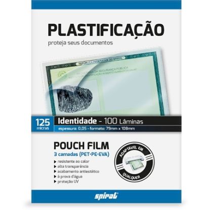 Imagem de PLÁSTICO PARA PLASTIFICAÇÃO, 125 MICRAS, 79MM X 108MM X 0,05MM, IDENTIDADE, SPIRAL - PT 100 UN