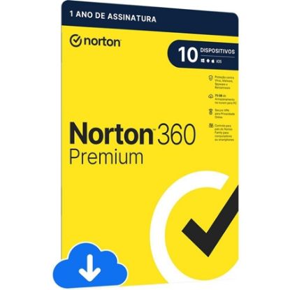 Imagem de NORTON ANTIVÍRUS 360 PREMIUM 10 DISPOSITIVOS, LICENÇA 12 MESES, DIGITAL DOWNLOAD, NORTONLIFELOCK - 1 UN