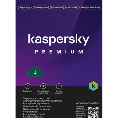 Imagem de KASPERSKY ANTIVÍRUS PREMIUM, 5 DISPOSITIVOS, 12 MESES, KL1047KDEFS, KASPERSKY - 1 UN