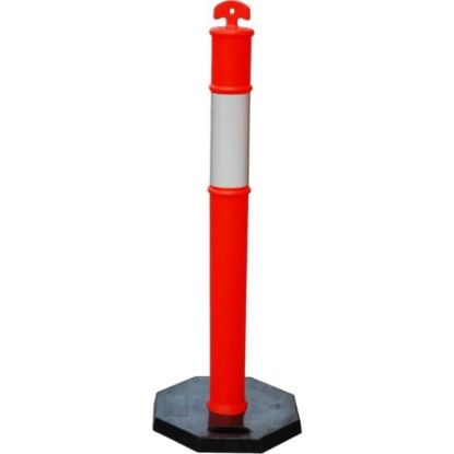 Imagem de CONE BALIZADOR PERSONALIZADO 110CM BASE EM TERMOPLASTICO PRETO E CORPO C/ 1 FAIXAS REFLEXIVAS