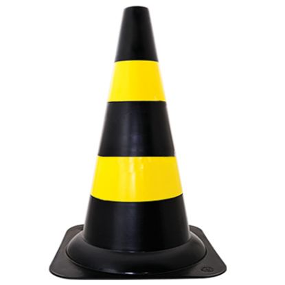 Imagem de CONE DE BORRACHA P/ SINALIZACAO 75CM PRETO C/ REFLETIVO